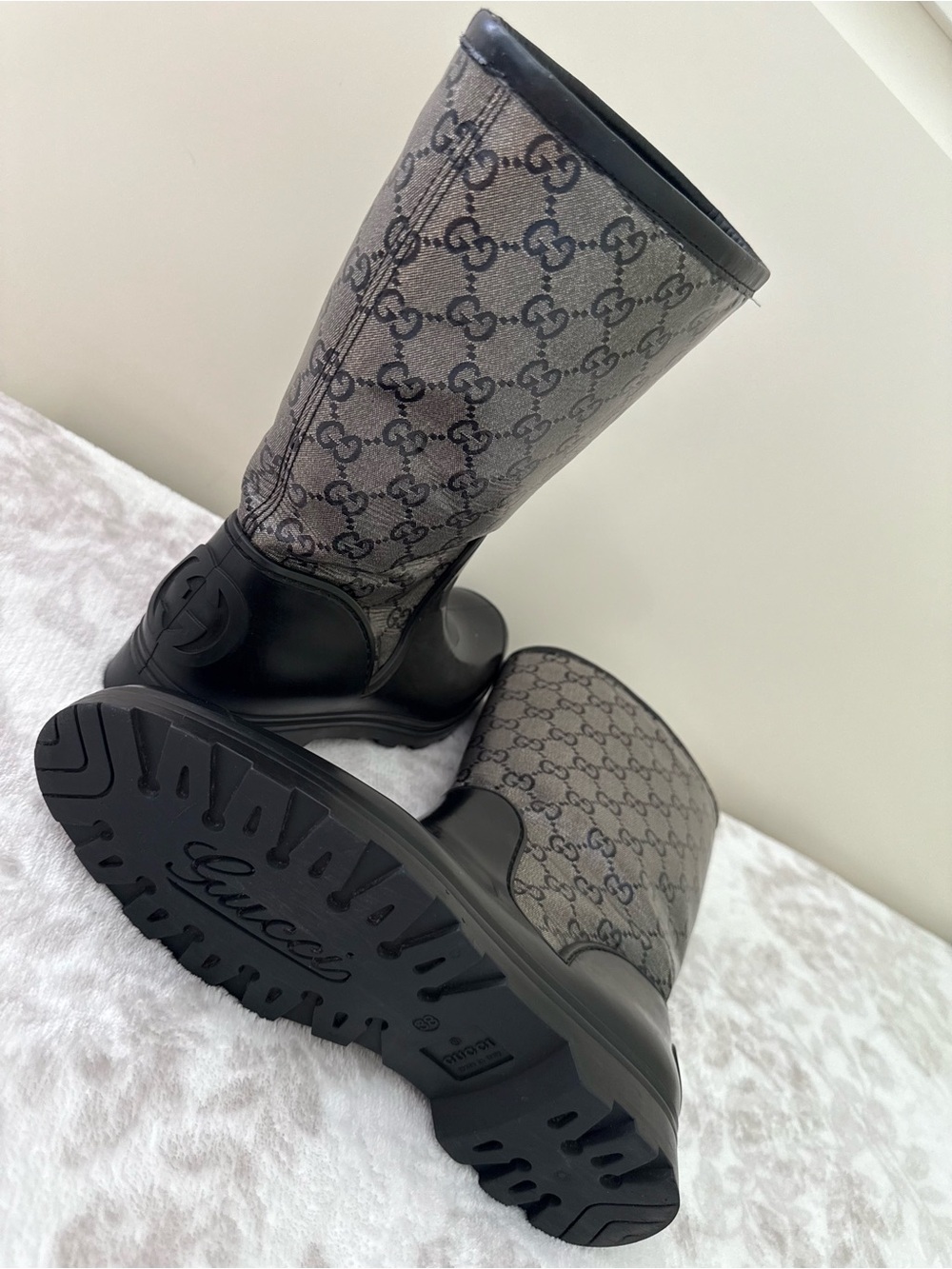 Gucci GG Supreme Monogram Rubber Rain Boots